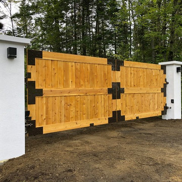 Wooden driveway gates