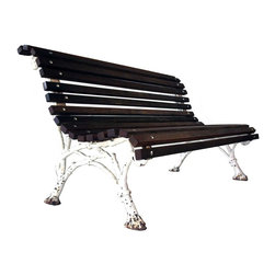 French Painted Iron Faux-Bois Garden Bench - Products