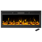 TRADEMARK GLOBAL - 50" Front Vent, Wall Mount or Recessed Fireplace, Brushed Silver - Enjoy the warmth and look of a real fireplace without any of the danger with the Fire Place for the Living Room by Northwest. Bring beauty and heat together with 3 ambiance-enhancing LED flame color options of orange, blue, or mixed orange/blue, 5 brightness settings with included faux logs, crystals, or pebbles to place on the ember bed that produces up to 10 glowing colors and instantly transform the mood of your living space. With heat and no heat options, you can enjoy this elegantly designed fake fire place year-round and add the ideal touch of modern style and comfort to your home.
