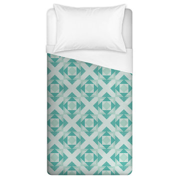 Turquoise Geo Pattern Twin Duvet Cover