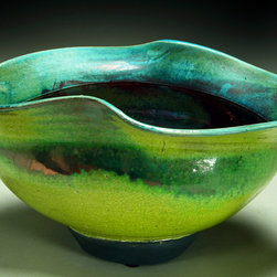 Chartreuse Bowl With Torn Rim by Steven Forbes-deSoule - Sculptures