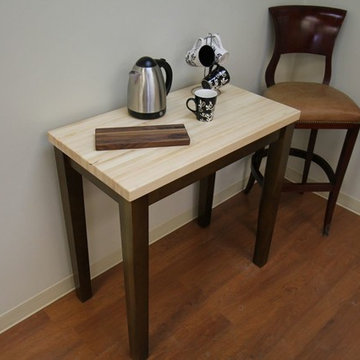 Butcher Block Country Kitchen Island and Walnut Bar Board