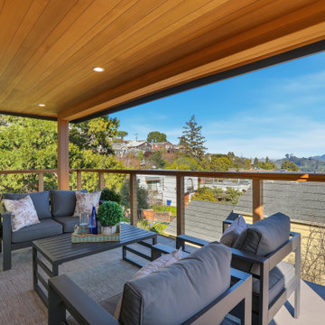 Covered Outdoor Deck with Wood Ceiling and Bay Views | Brisbane