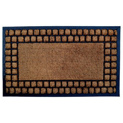 A1HC Floral Border Rubber and Coir Large Outdoor Durable Monogrammed M  Doormat, 23X38, Black 