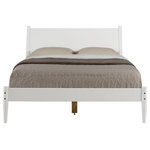 Eco-Flex Furniture LLC - Mid-Century Panel Bed, White, Queen - Camaflexi's Mid-Century Modern designed Platform Beds combine functionality with sleek lines and geometric forms. This unique combination will add the perfect blend of simple sophistication and warmth to your bedroom. The beds are constructed of elegant pine wood with a rich protective finish that further enhances the natural beauty of the wood grains. Featuring a slat roll foundation with 12 individual slats, three center supports and three floor posts, this bed is built to last. In addition, the slat roll foundation eliminates the need for a box spring. The smooth panel headboard with extended posts and round tapering legs further adds to the Mid-Century Modern element of the bed. The bed's headboard and footboard connect with two sturdy bed rails. Camaflexi's Mid-Century Beds are available in Queen and King Sizes and two distinct finishes, Bright White and Castanho Brown. Customize your space with the natural simplicity found in these Mid-Century Modern Beds!