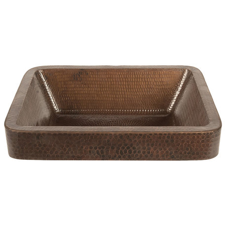 17" Rectangle Skirted Vessel Hammered Copper Sink