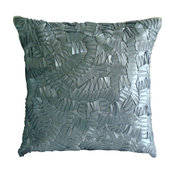 Ribbon Art Work 26"x26" Art Silk Silver Euro Sham Covers, Silver Mist