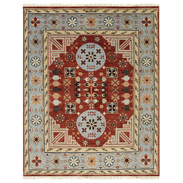 EORC Rust Hand Knotted Wool Khotan Weave Rug, 8'x10'