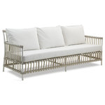 Sika Design - Caroline Exterior 3-Seater Sofa, Dove White With Tempotest White Canvas - The Caroline Outdoor 3-Seater Sofa by Sika Design brings a breezy tropical aesthetic to a sun-bathed terrace, patio, or garden. A classic design, it showcases clean lines, a gently curved slatted back, and bench-style seating. As part of the Exterior collection, the sofa features an AluRattan frame, a lightweight aluminum tubing that resembles natural rattan. Skilled wicker craftsmen artfully wrap the rattan-like canes with ArtFibre weather-resistant bindings. The result is a maintenance-free sofa that can withstand year-round outdoor exposure while preserving the same elegance, comfort, and flexibility of natural rattan lounging furniture.