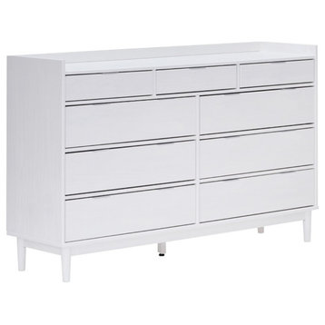 60" Lee 9 Drawer Solid Wood Dresser - White