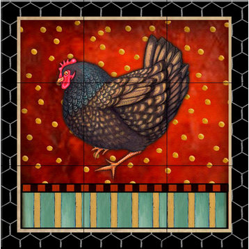Tile Mural, Fancy Rooster 3 by Dan Morris