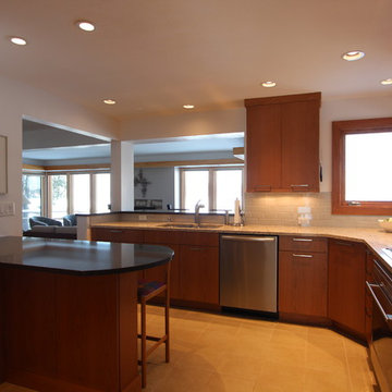 Flat Panel Cabinets in Warm Cherry Stain