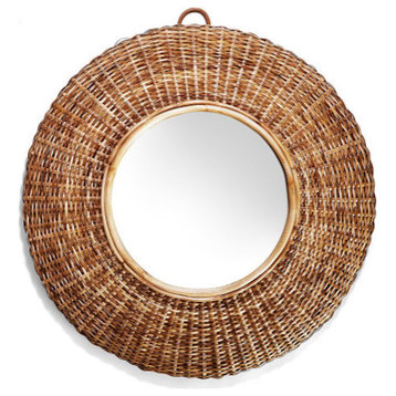 Two's Company Woven Cane Handcrafted Wall Mirror