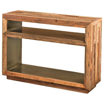 48" Slim Farmhouse Reclaimed Wood Console Table with Storage Shelves