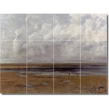 Gustave Courbet Waterfront Painting Ceramic Tile Mural #220, 17"x12.75"