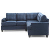 Partington Suede Sectional, Navy Blue Suede