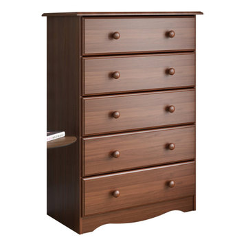 100% Solid Wood 5-Drawer Chest, Mocha
