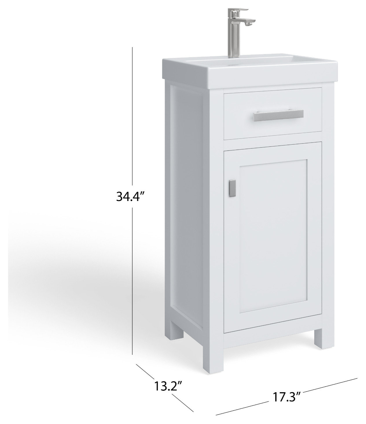 Mia Bathroom Vanity, White, 18", Single Sink