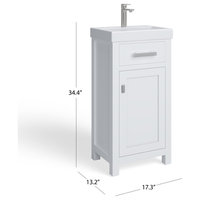 Mia Bathroom Vanity, White, 18", Single Sink