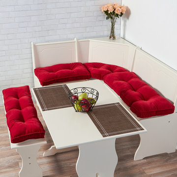 Kitchen Nook With Scarlet Bench Cushions