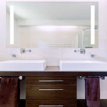 Contemporary Double Vanity with Lumin Lighted Mirror