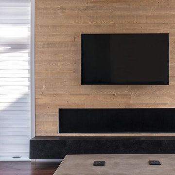 Woodbox Factory Ginger Peel and Stick Wood Wall Covering - Living Room Wall
