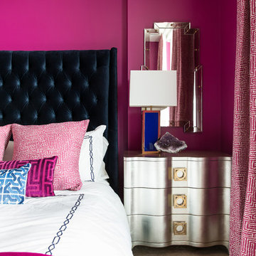 Magenta and Navy Pad Bedroom
