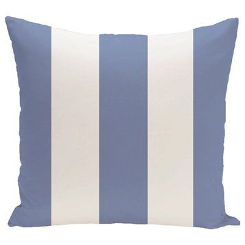 Awning Stripe Stripe Print Outdoor Pillow, Cornflower, 18"x18"