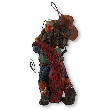 Whimsical Cowboy Riding Chili Pepper Twirling Lasso Statue
