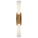 Visual Comfort - Utopia Double Bath Wall Sconce, 2-Light, Gild, 32"H (KW 2045G-WG CX41R) - This beautiful wall sconce will magnify your home with a perfect mix of fixture and function. This fixture adds a clean, refined look to your living space. Elegant lines, sleek and high-quality contemporary finishes.Visual Comfort has been the premier resource for signature designer lighting. For over 30 years, Visual Comfort has produced lighting with some of the most influential names in design using natural materials of exceptional quality and distinctive, hand-applied, living finishes.