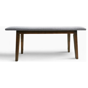 WestinTrends Modern Mid Century Solid Wood Upholstered Bench Accent Bench, Gray