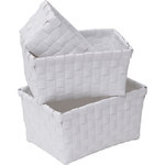 Evideco - Checkered Woven Strap Storage Baskets Totes Set of 3, White - *HIGH-QUALITY: This set of 3 storage baskets is made of durable polypropylene, it will last for years