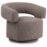 Meridian Furniture - Niya Linen Textured Fabric Upholstered Swivel Accent Chair, Brown - Transform your living area into a contemporary haven with the stunning Niya Linen Textured Fabric Swivel Accent Chair. The chair features a luxurious brown linen textured fabric with white weave upholstery that oozes sophistication and style. The swivel chair design adds a touch of elegance and functionality to the room, while the art deco-inspired accents showcase your impeccable taste in home decor. Whether you're entertaining guests or relaxing with a good book, the Niya accent chair is the perfect addition to your home.