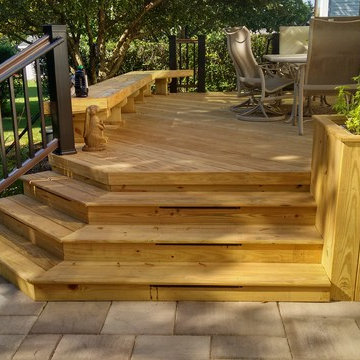 Wood Deck with Belgard Patio and Fire Pit -Gurnee, IL