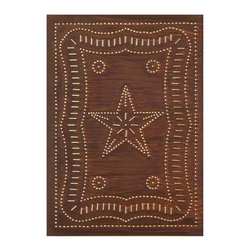 USA Handcrafted - Four Handcrafted Punched Tin Cabinet Panel Federal Americana Star Design, Rustic - Decorative Objects And Figurines