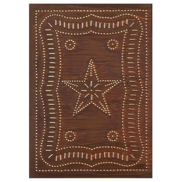 Four Handcrafted Punched Tin Cabinet Panel Federal Americana Star Design, Rustic