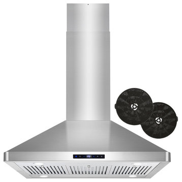 36" Ductless Island Range Hood With Soft Touch Controls, Permanent Filters