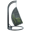 2 Person Charcoal Wicker Double Hanging Egg Swing Chair, Light Green