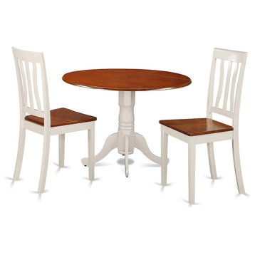 3-Piece Dining Set, With 2 Wood Chairs, Buttermilk, Cherry