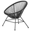 Linon Tallie Outdoor Oval Chair Handwoven Wicker Roping Steel Frame in Black