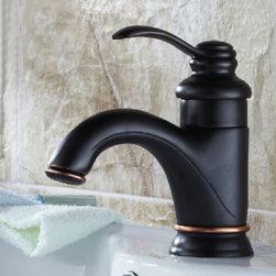Black Antique Brass Single Handle Centerset Bathroom Sink Faucet T0405B - Bathroom Sink Faucets