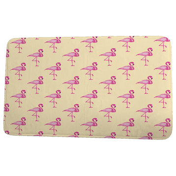 Palm Beach Flamingo Fanfare Multi Animal Print Bath Mat, Yellow, 17"x24"