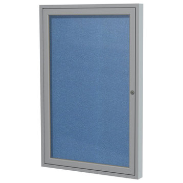 Ghent's Vinyl 24" x 18" 1 Door Enclosed Bulletin Board in Ocean Blue