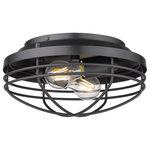 Golden Lighting - Golden Lighting 9808-FM BLK Seapt - Flush  Sturdy style - 6 In - Nautical-inspired, Seaport is a collection of induSeaport Flush Mount  Matte Black Matte BlUL: Suitable for damp locations Energy Star Qualified: n/a ADA Certified: n/a  *Number of Lights: 2-*Wattage:60w Medium Base bulb(s) *Bulb Included:No *Bulb Type:Medium Base *Finish Type:Matte Black