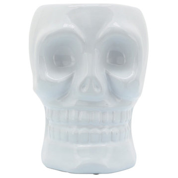 Cer, 6" Skull Vase, White