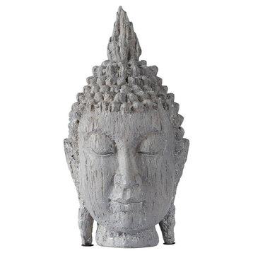 Meditating Buddha Head Sculpture 6.5x6x11.5"