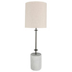 Surya - Rigby Table Lamp, 11"x34.25"x11" - Spice up your living areas with the Rigby lamp. This item is made in China and comprised of linen, metal, and stone. Easy to clean, this product only needs a quick wipe with a clean dry cloth. UL listed, store in a dry location. Bulbs are included with this lamp. Requires 1 60 Watt bulb(s).