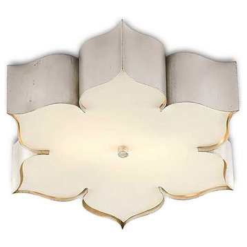 Grand Lotus 2-Light Flush Mounts, Contemporary Silver Leaf