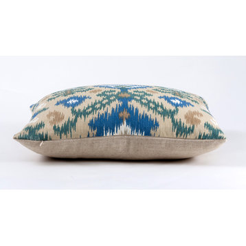 Ikat pillow cover, blue pillow cover, Magnolia home fabric , 22x22