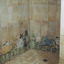 Roman Shower Design with Cats - Artwork